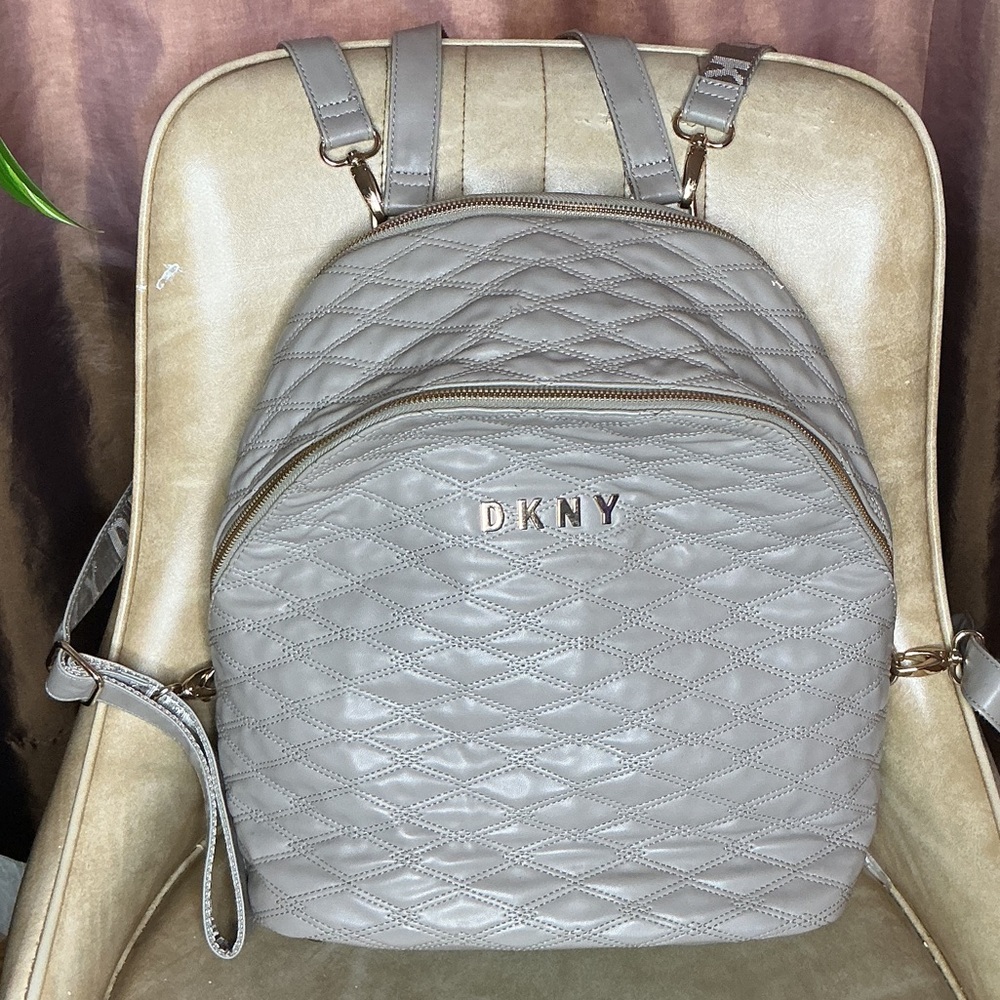 Dkny Quilted Silver Backpack - image 1